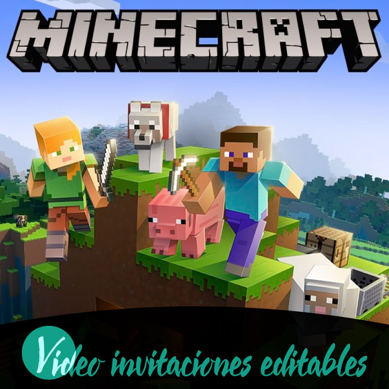 Invitación Digital Tarjeta De Cumpleaños Minecraft