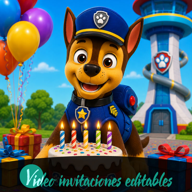 Video invitación de Chase 01 (Paw Patrol)